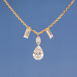 【ALTRO】Lior リオール K18 レーザーホール シャンデリア ネックレス 0.5ct ペアシェイプ バゲット ドロップデザイン GOD031NC