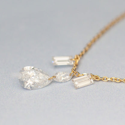 【ALTRO】Lior K18 ラボグロウンダイヤ 計0.5ct  レーザーホール ファンシーカット シャンデリア ネックレス
