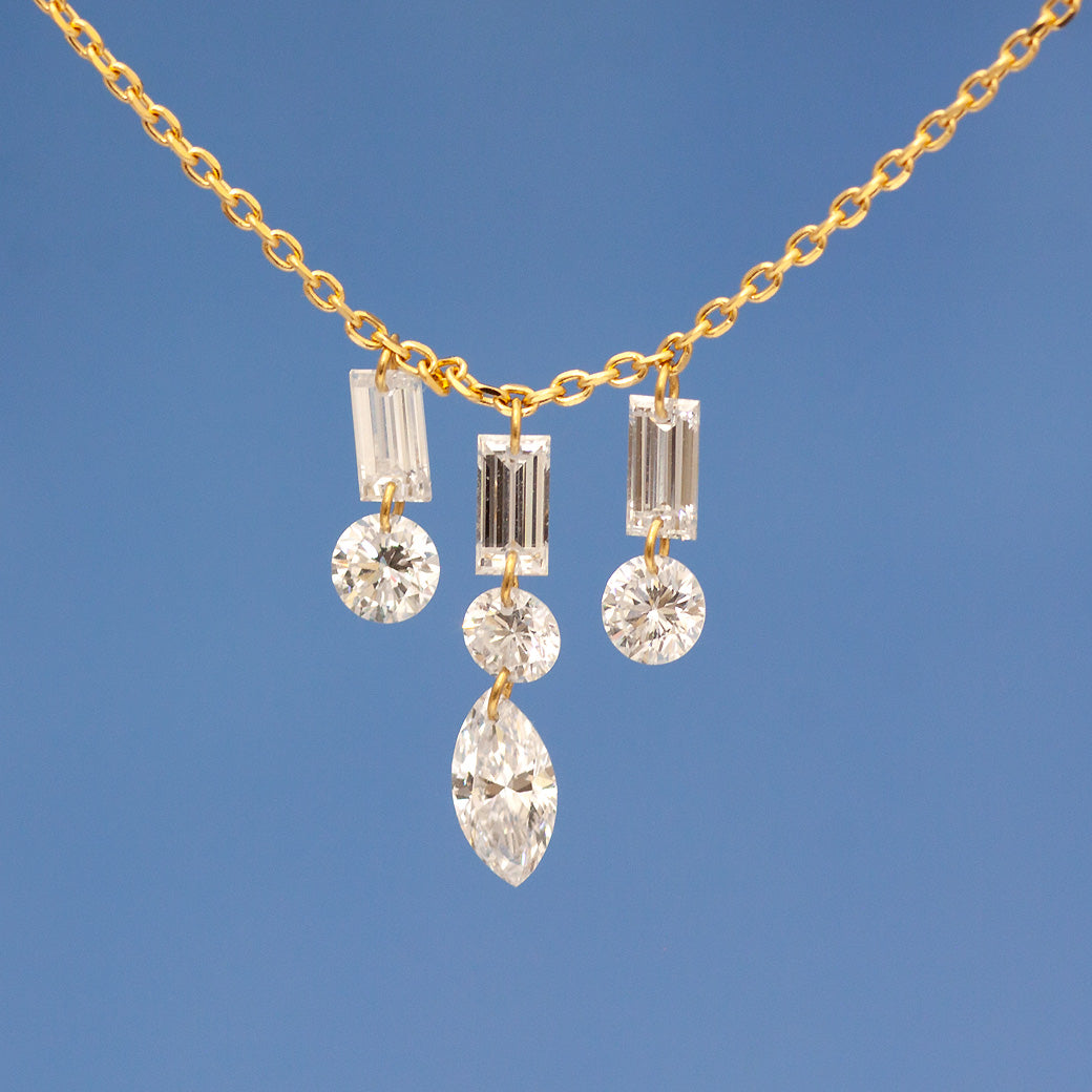 【ALTRO】Lior K18 ラボグロウンダイヤ 計0.8ct レーザーホール ファンシーカット シャンデリア ネックレス