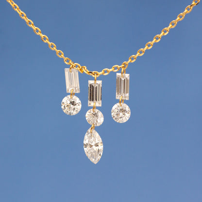 【ALTRO】Lior K18 ラボグロウンダイヤ 計0.8ct レーザーホール ファンシーカット シャンデリア ネックレス