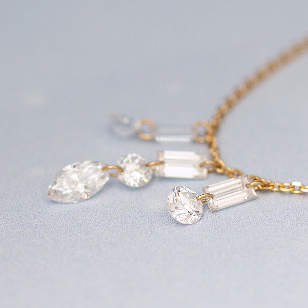 【ALTRO】Lior K18 ラボグロウンダイヤ 計0.8ct レーザーホール ファンシーカット シャンデリア ネックレス