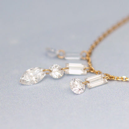 【ALTRO】Lior K18 ラボグロウンダイヤ 計0.8ct レーザーホール ファンシーカット シャンデリア ネックレス