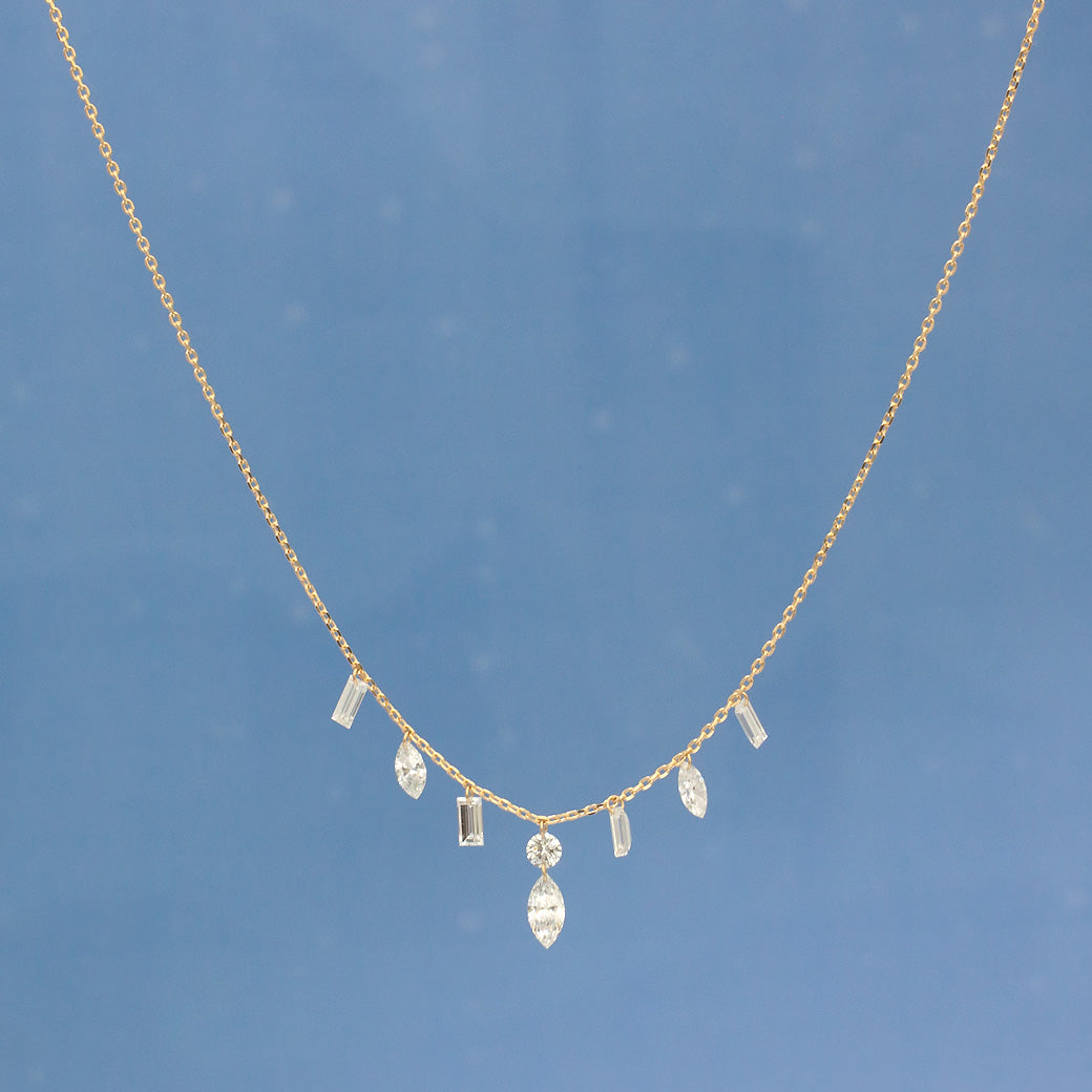 【ALTRO】Lior K18 ラボグロウンダイヤ 計1ct レーザーホール ファンシーカット シャンデリア ネックレス シャンデリア ラインネックレス