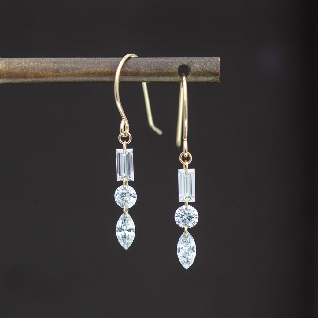 【ALTRO】Lior K18 ラボグロウンダイヤ 計0.56ct シャンデリア フック ピアス