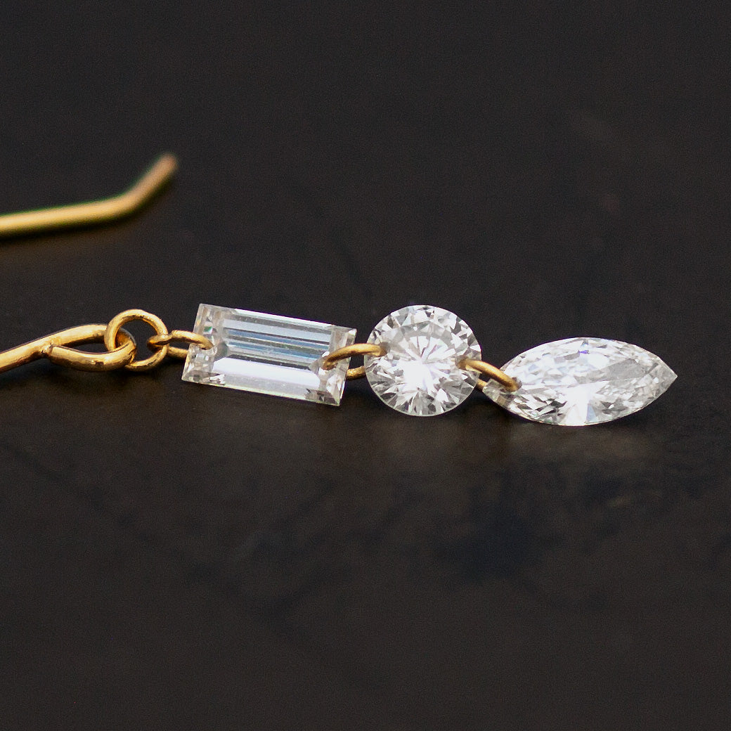 【ALTRO】Lior K18 ラボグロウンダイヤ 計0.56ct シャンデリア フック ピアス