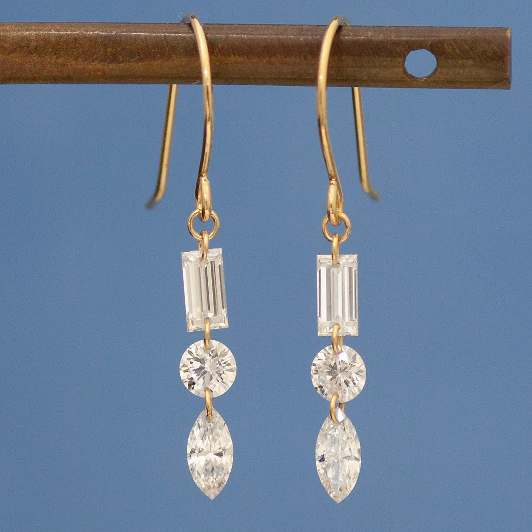 【ALTRO】Lior K18 ラボグロウンダイヤ 計0.56ct シャンデリア フック ピアス