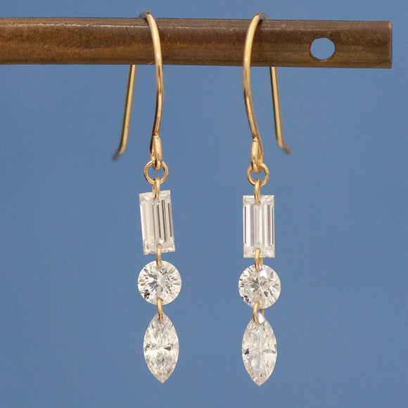 【ALTRO】Lior リオール K18 ラボグロウン ダイヤモンド シャンデリアピアス 0.28ct/0.28ct マーキス バケット フックピアス GOD035PE