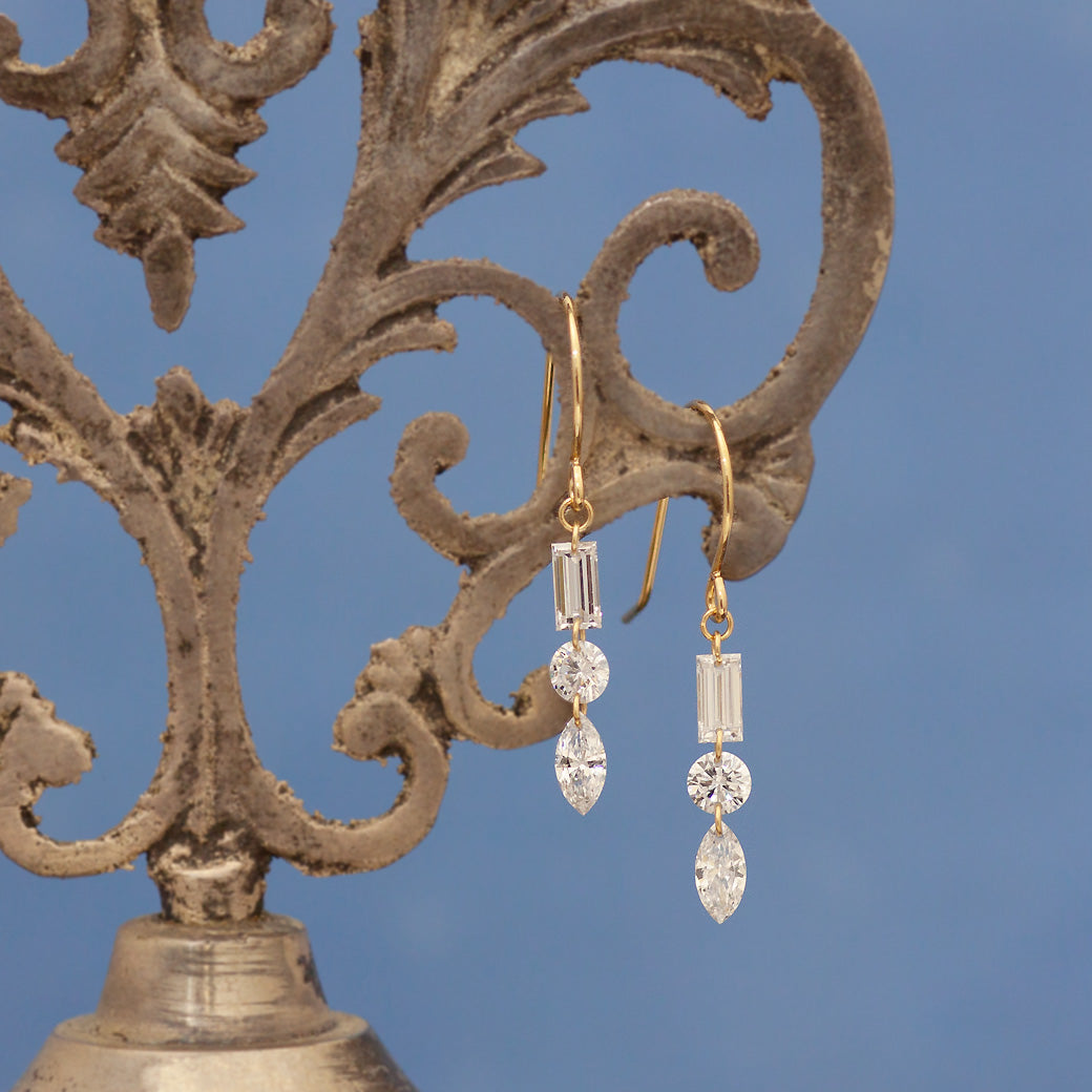 【ALTRO】Lior K18 ラボグロウンダイヤ 計0.56ct シャンデリア フック ピアス