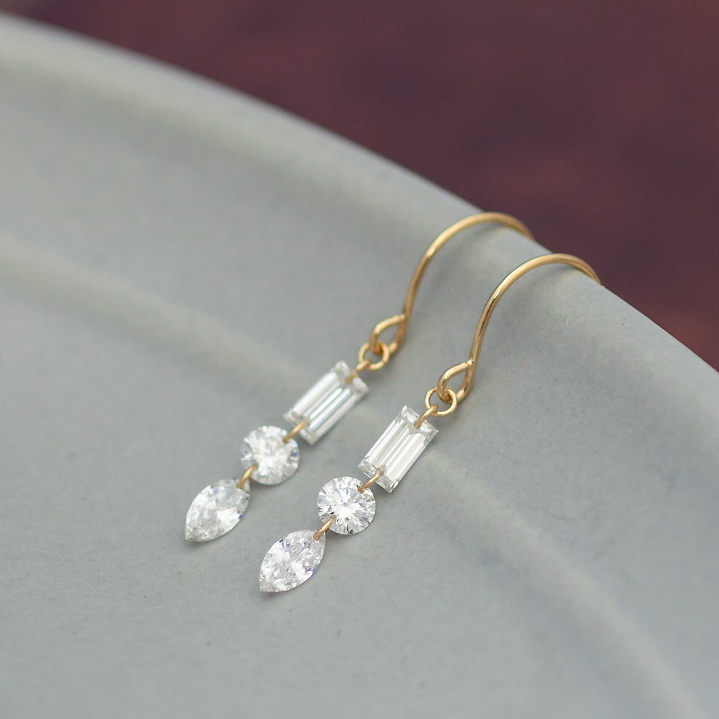 【ALTRO】Lior K18 ラボグロウンダイヤ 計0.56ct シャンデリア フック ピアス