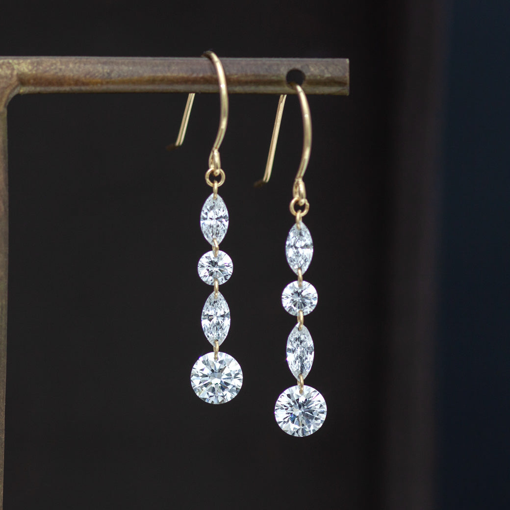 【ALTRO】Lior K18 ラボグロウンダイヤ 計1.2ct シャンデリア フック ピアス