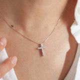 天然ダイヤモンド K18WG クロスネックレス 0.50ct　GSN-A023　