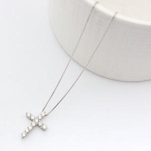 天然ダイヤモンド K18WG クロスネックレス 0.50ct　GSN-A023　