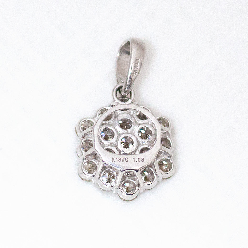 【Natural】 K18WG パヴェ ダイヤモンド ペンダントトップ 1.03ct　