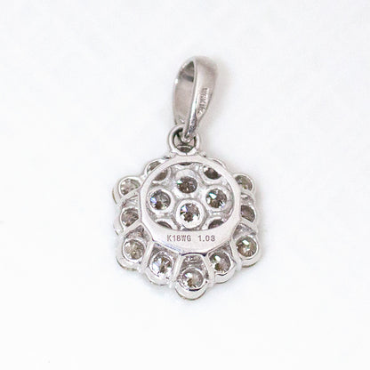 【Natural】 K18WG パヴェ ダイヤモンド ペンダントトップ 1.03ct　
