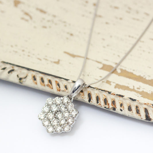 【Natural】 K18WG パヴェ ダイヤモンド ペンダントトップ 1.03ct　
