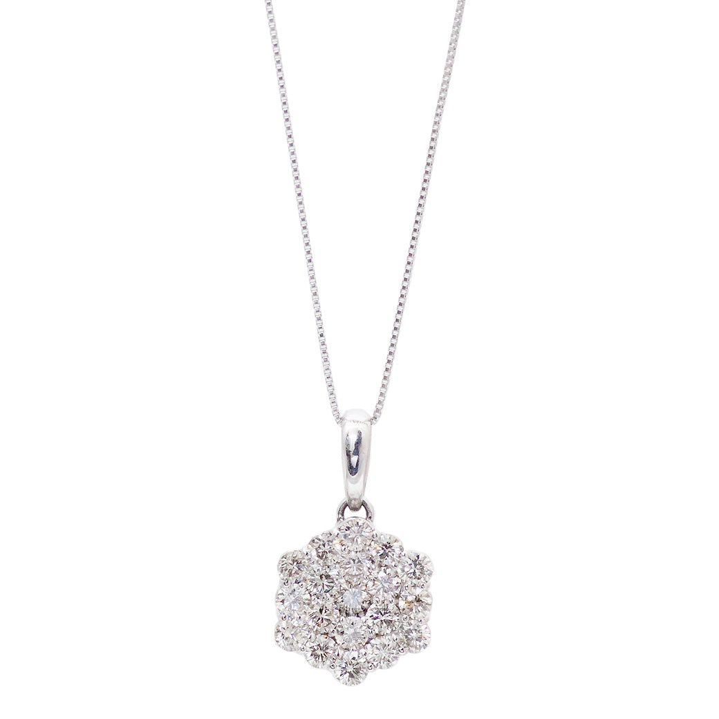 【Natural】 K18WG パヴェ ダイヤモンド ペンダントトップ 1.03ct　