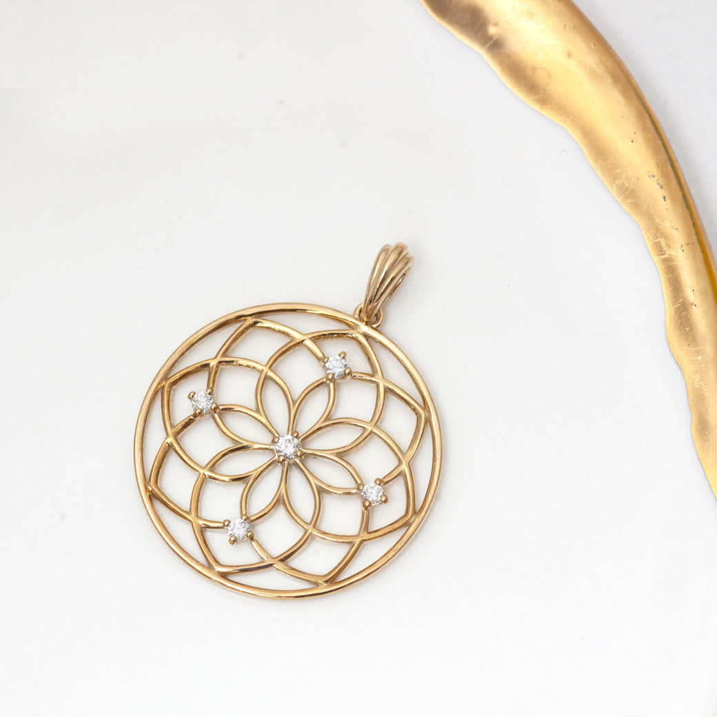 【Natural】K18  Loto ロート ダイヤモンド ペンダントトップ ロングネックレス 0.08ct　