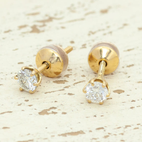 P00186  天然ダイヤモンド K18YG ダイヤモンド スタッドピアス 0.2ct/0.2ct ネジキャッチ