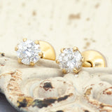 SPP0044  天然ダイヤモンド K18YG ダイヤモンド スタッドピアス 0.2ct/0.2ct ネジキャッチ