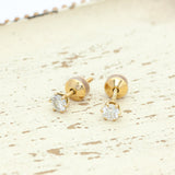 SPP0044  天然ダイヤモンド K18YG ダイヤモンド スタッドピアス 0.2ct/0.2ct ネジキャッチ