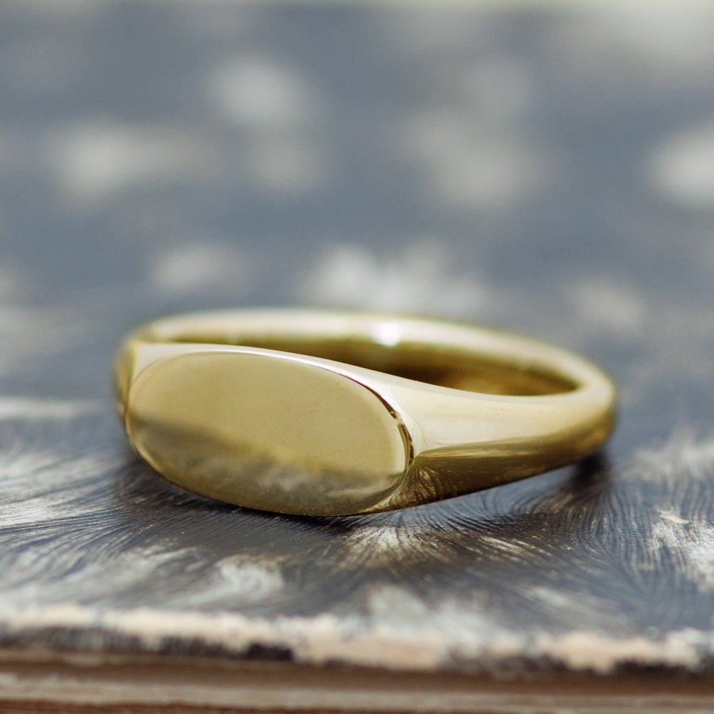 Signet Ring　K18YG / PT シグネットリング オーバル M