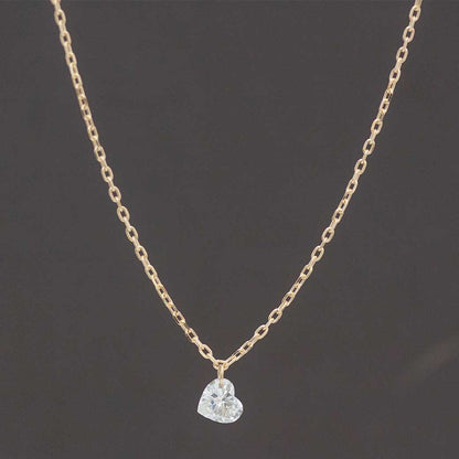 【Natural】K18 天然ダイヤモンド フレームレス ハートダイヤネックレス 0.18ct