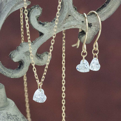 【Natural】K18 天然ダイヤモンド フレームレス ハートダイヤネックレス 0.18ct
