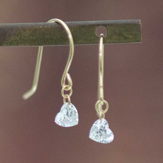 【Natural】K18 天然 ダイヤモンド ハートダイヤ 0.3ct フレームレス フックピアス L　