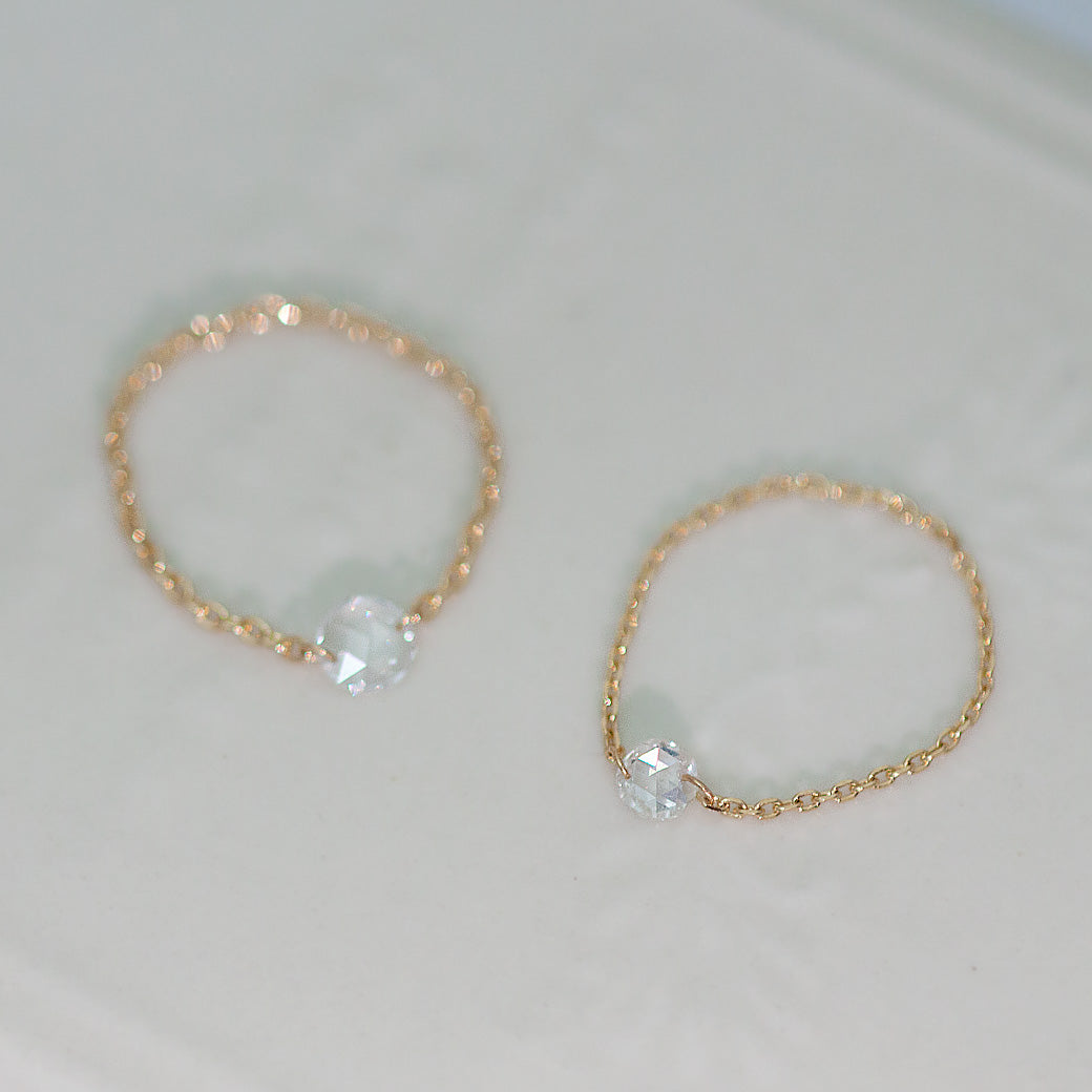 限定】K18 ローズカットダイヤモンドチェーンリング 0.19ct SPR007