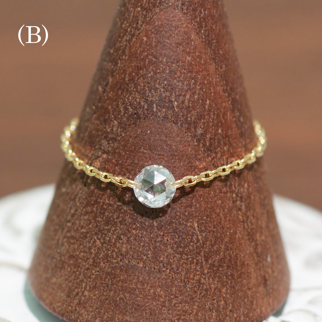 限定】K18 ローズカットダイヤモンドチェーンリング 0.19ct SPR007