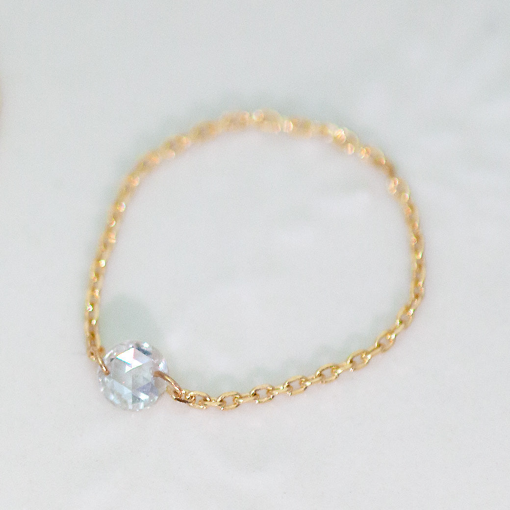 限定】K18 ローズカットダイヤモンドチェーンリング 0.19ct SPR007
