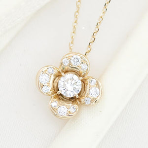 【1点限定】K18 フラワー モチーフ ダイヤモンド 0.3ct  ネックレス　GSNHK1706-1