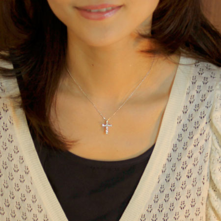 【Natural】ダイヤモンド クロス ネックレス Celeb 0.5ct　