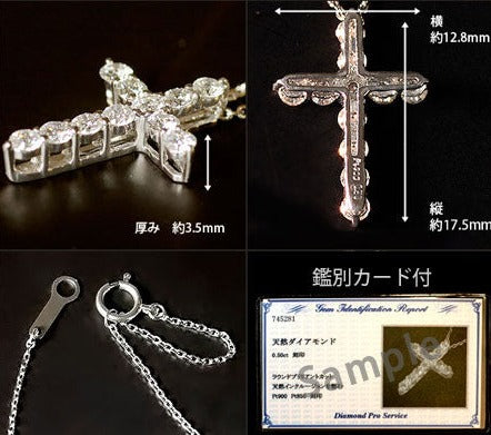 【Natural】ダイヤモンド クロス ネックレス Celeb 0.5ct　