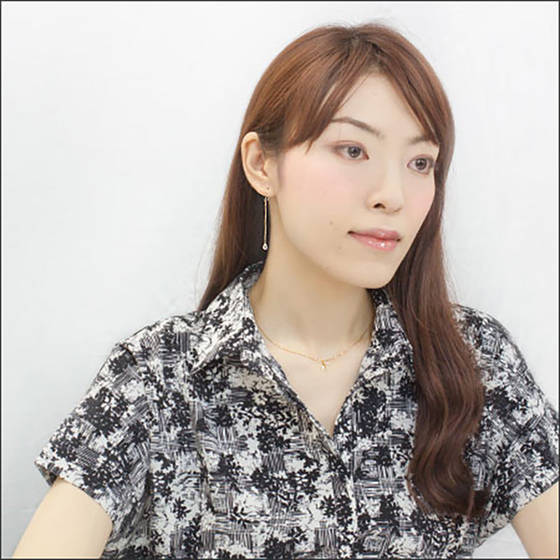 【Natural】K18 フレームレス ローズカット ペアシェイプ ダイヤモンド チェーンピアス　