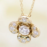 【1点限定】K18 フラワー モチーフ ダイヤモンド 0.3ct  ネックレス　GSNHK1706-1