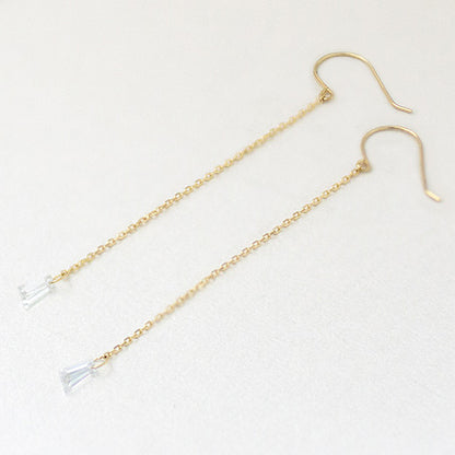 【Natural】K18 フレームレス テーパー ダイヤモンド フックピアス