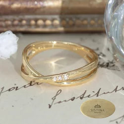 【Natural】K18  ダイヤモンド クロスリング 0.02ct　