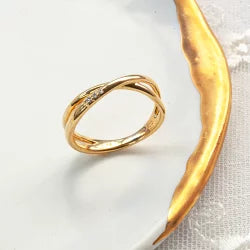 【Natural】K18  ダイヤモンド クロスリング 0.02ct　