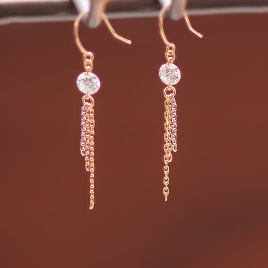 【Natural】フレームレス ダイヤモンド チェーンピアス　