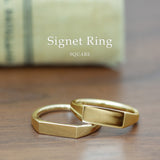 R00205　Signet Ring　K18YG / PT シグネットリング スクエア M