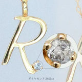 K10  ワンポイントダイヤ付き イニシャルネックレス　N00225