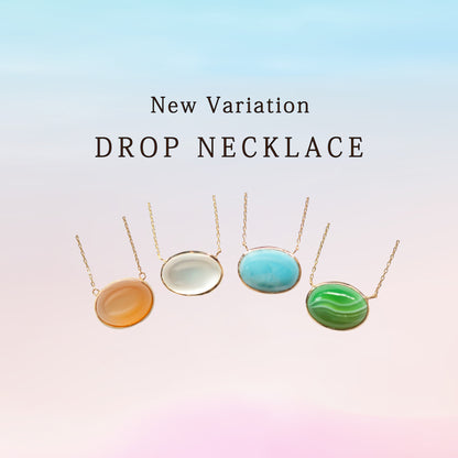 K10 天然石カラーストーンネックレス DROP ドロップ カボション