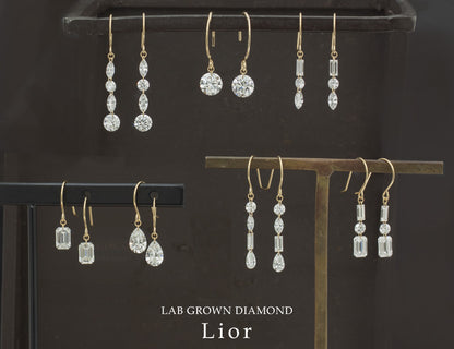 【ALTRO】Lior K18 ラボグロウンダイヤ 計0.56ct シャンデリア フック ピアス