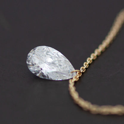 【ALTRO】Lior K18 ラボグロウンダイヤ レーザーホール ペアシェイプ 1.0ct  一粒 ネックレス　