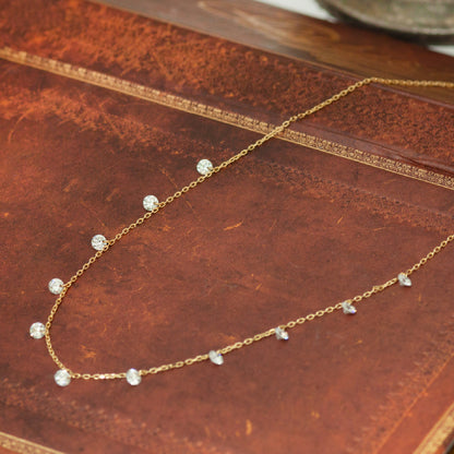 【LIMITED】【Natural】K18  フレームレスダイヤモンド シャンデリアネックレス 0.8ct