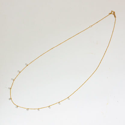 【LIMITED】【Natural】K18  フレームレスダイヤモンド シャンデリアネックレス 0.8ct