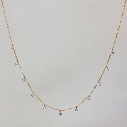 【LIMITED】【Natural】K18  フレームレスダイヤモンド シャンデリアネックレス 0.8ct