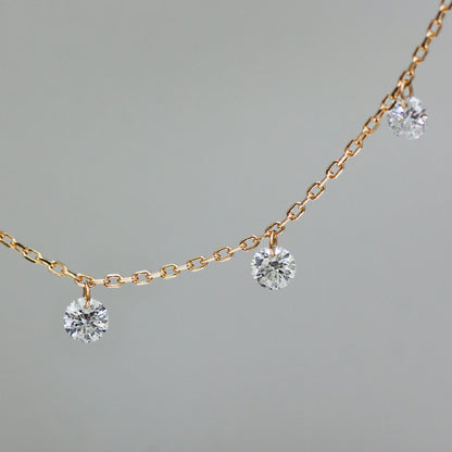 【LIMITED】【Natural】K18  フレームレスダイヤモンド シャンデリアネックレス 0.8ct