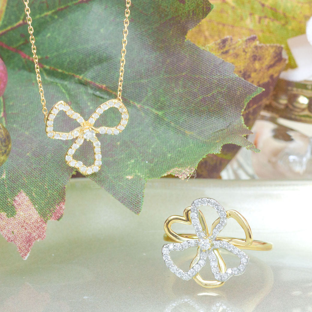 【Natural】K18 PT ダイヤモンドネックレス FIORE 0.22ct